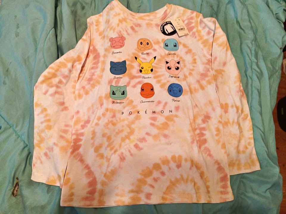 girls' tie-dye, long-sleeved t-shirt featuring Pokemon character
