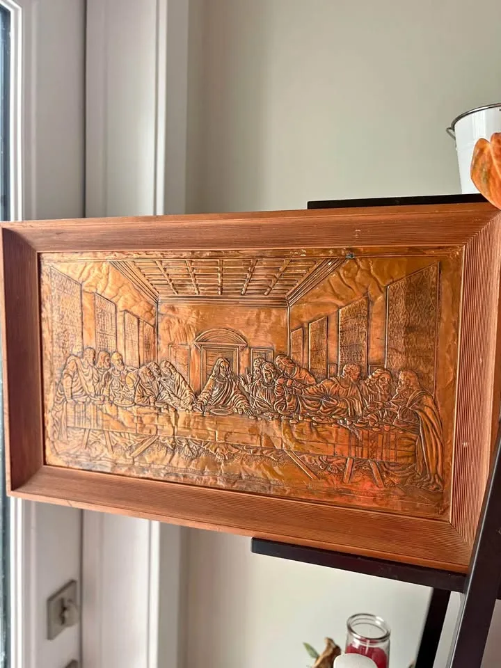 VINTAGE COPPER LAST SUPPER WALL ART thumbnail