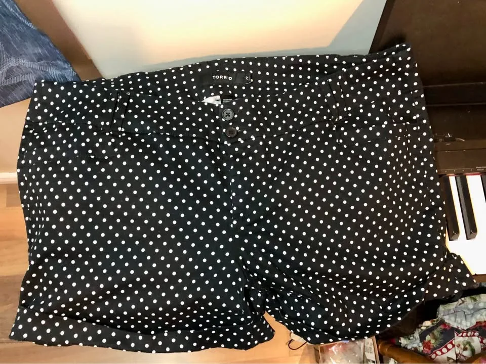 Torrid Black and White Polka Dot Shorts, Size 22 image indicator(2)