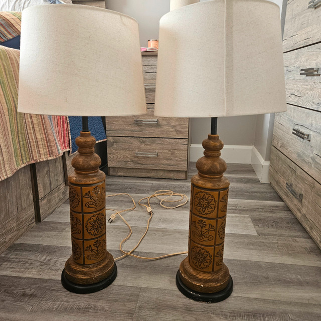 Bedside Table Lamps - Carved