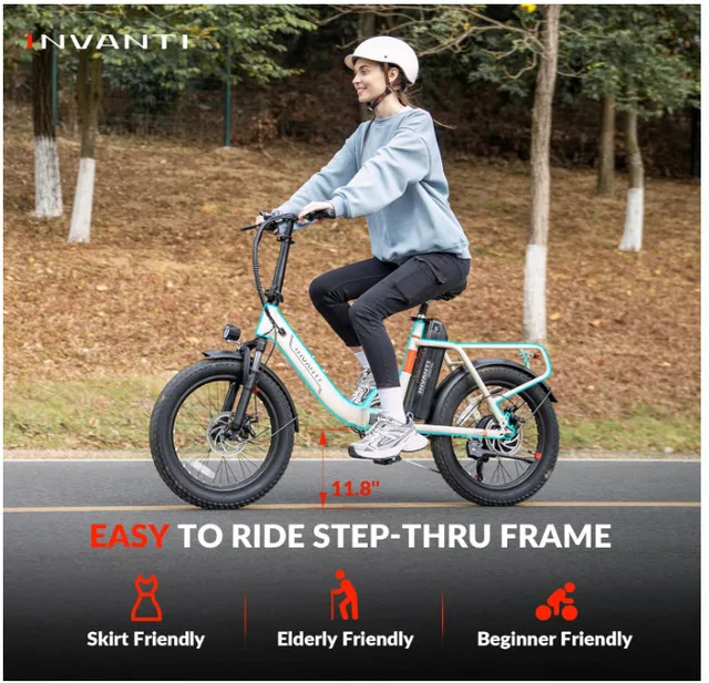 INVANTI Foldable Fat Tire Electric Bike ebike image indicator(6)