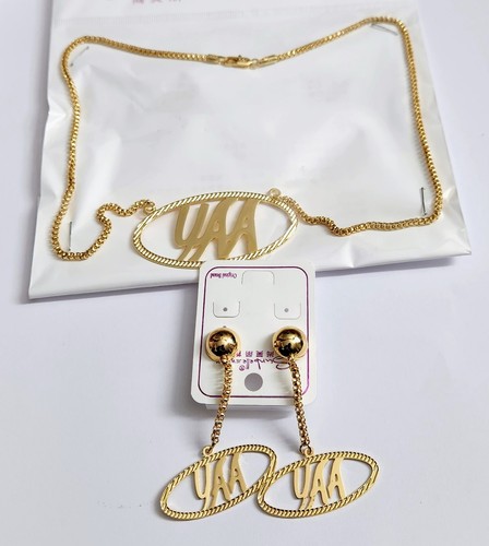 Gold “YAA” Name Necklace & Earring Set