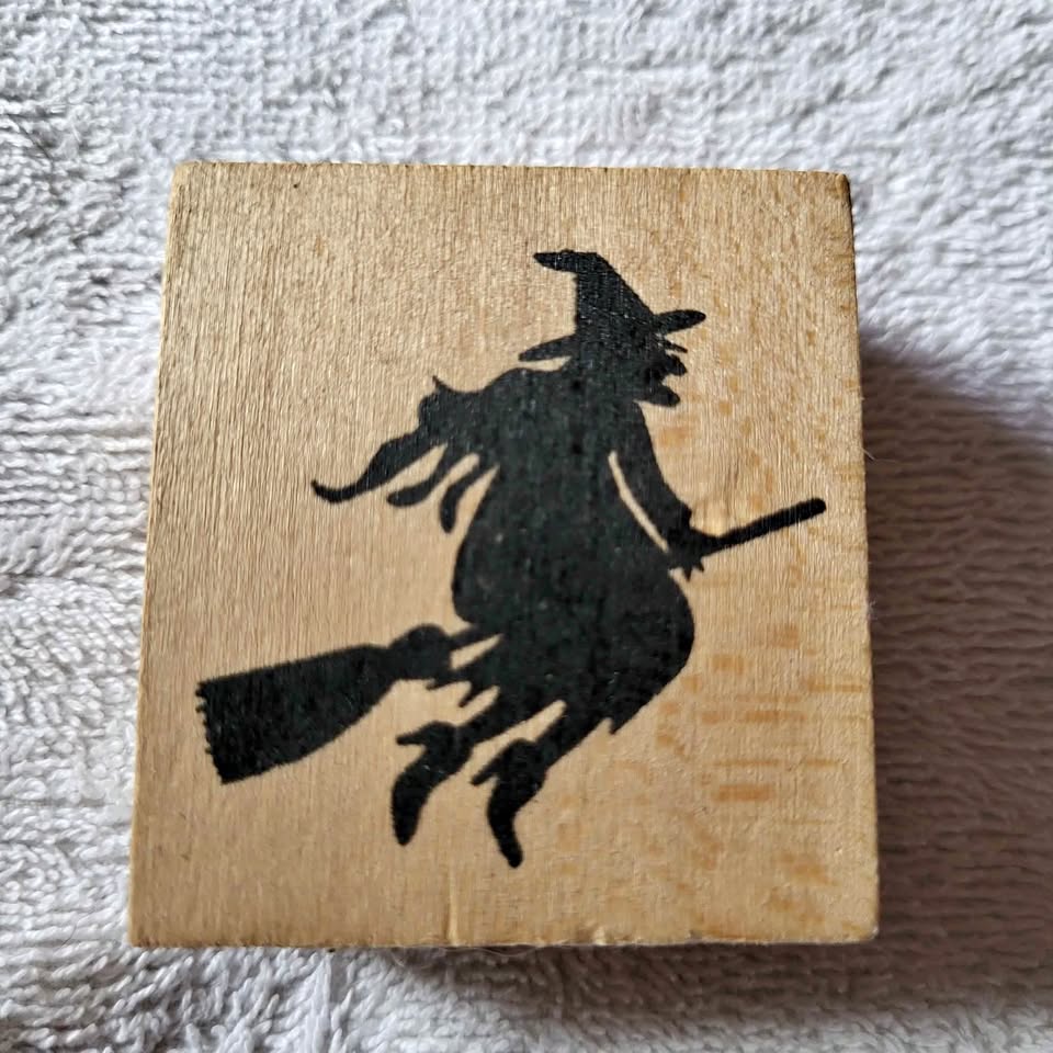 Large Halloween Witch Rubber Stamp