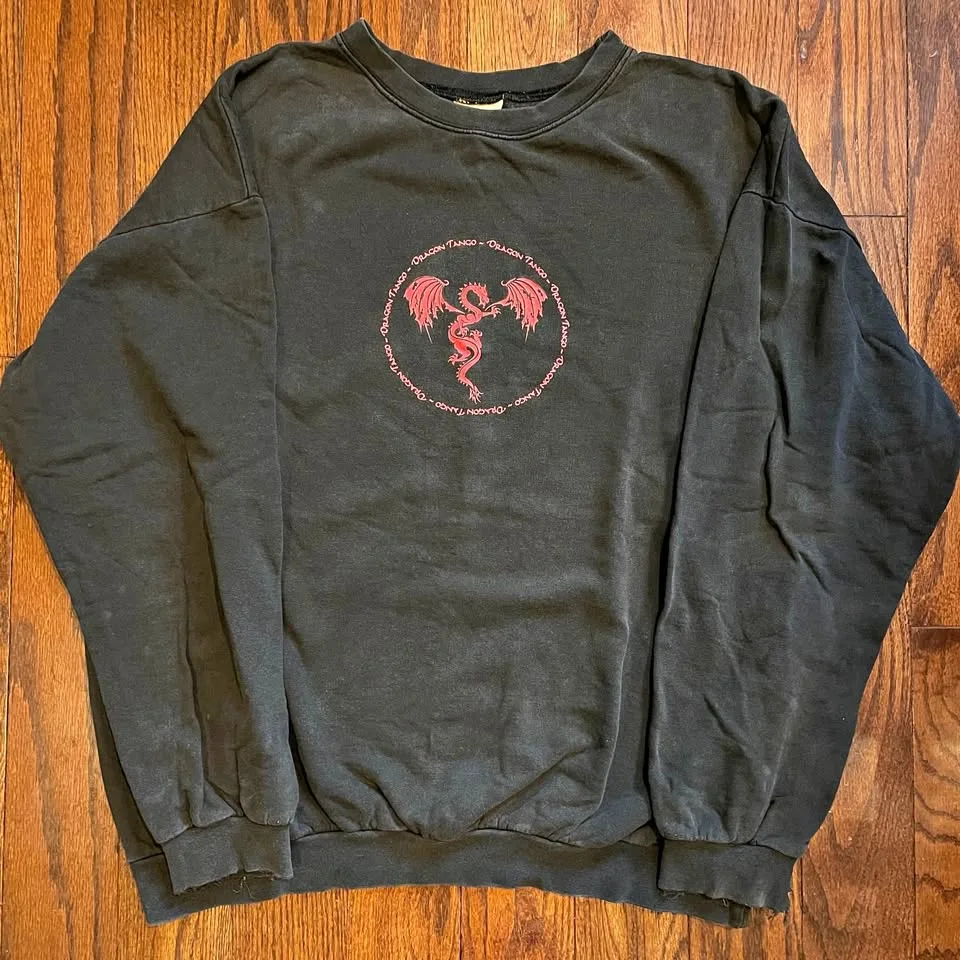Vintage✨90s Dragon Tango Black Sweatshirt thumbnail