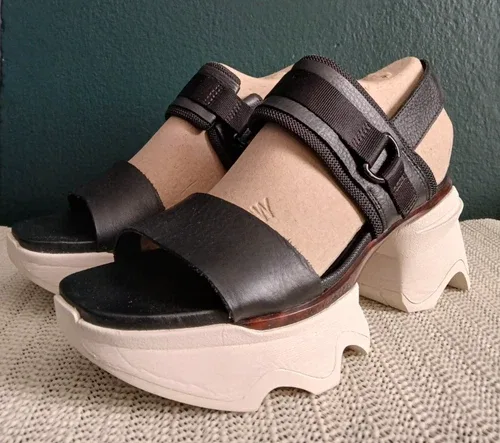 Sorel Kinetic Impact Slingback Heel Sandals Black Sz 7