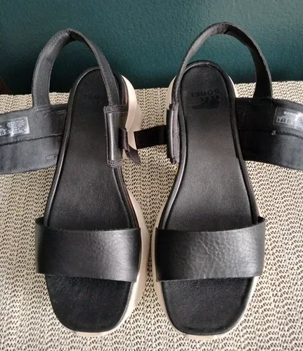 Sorel Kinetic Impact Slingback Heel Sandals Black Sz 7 image indicator(9)