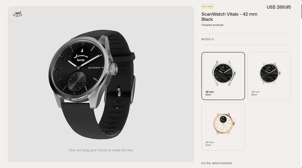 Hybrid Smart Watch 🥕(Withings ScanWatch Vitals 42mm) image indicator(6)