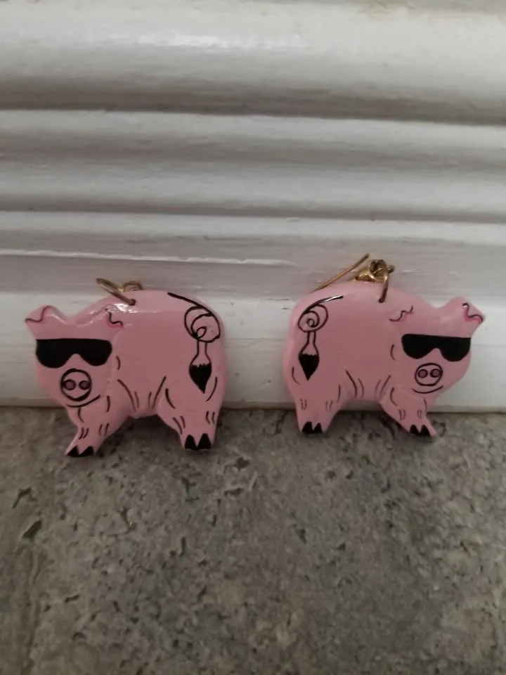 Pig with sunglasses funky earrings image indicator(2)