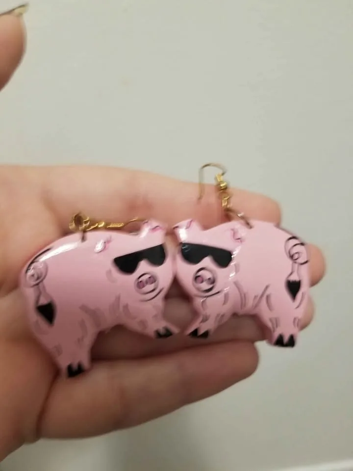Pig with sunglasses funky earrings image indicator(5)