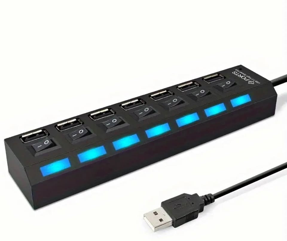 7 ports USB multi device hub with individual switches