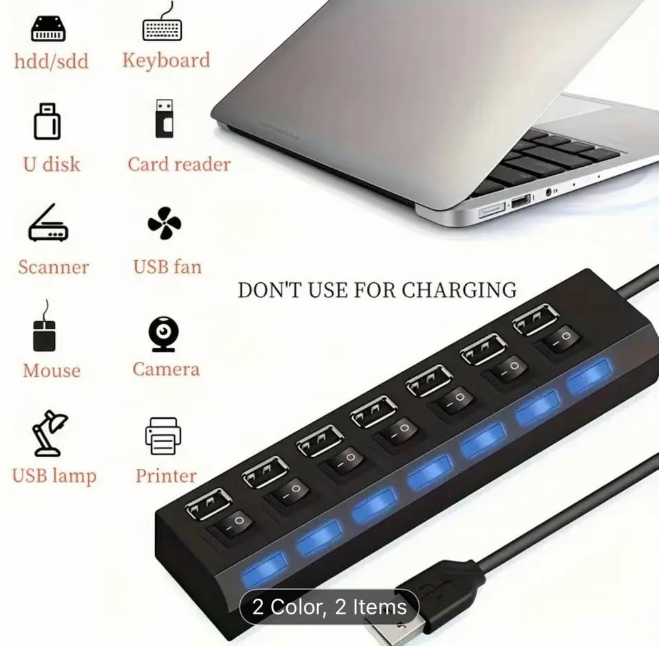 7 ports USB multi device hub with individual switches - photo 2