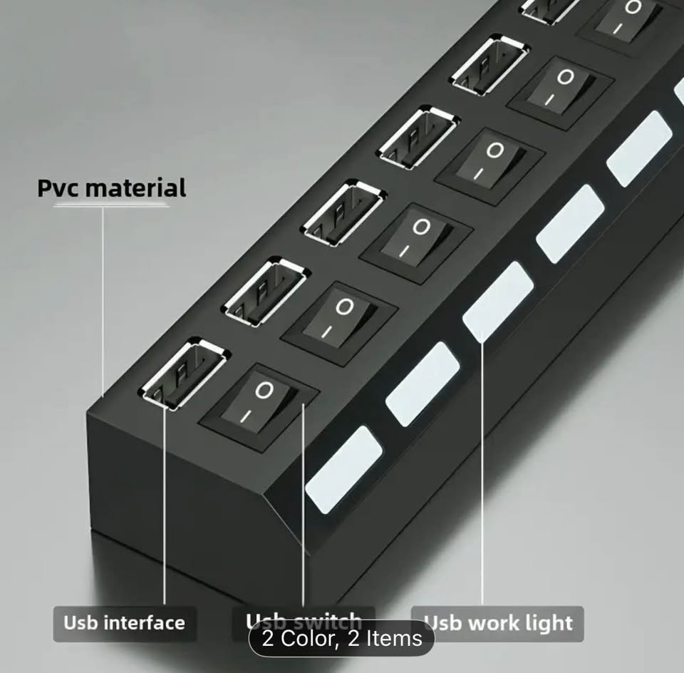 7 ports USB multi device hub with individual switches - photo 3