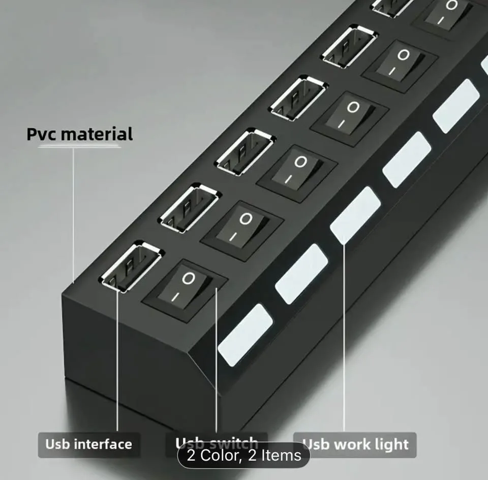 7 ports USB multi device hub with individual switches image indicator(3)