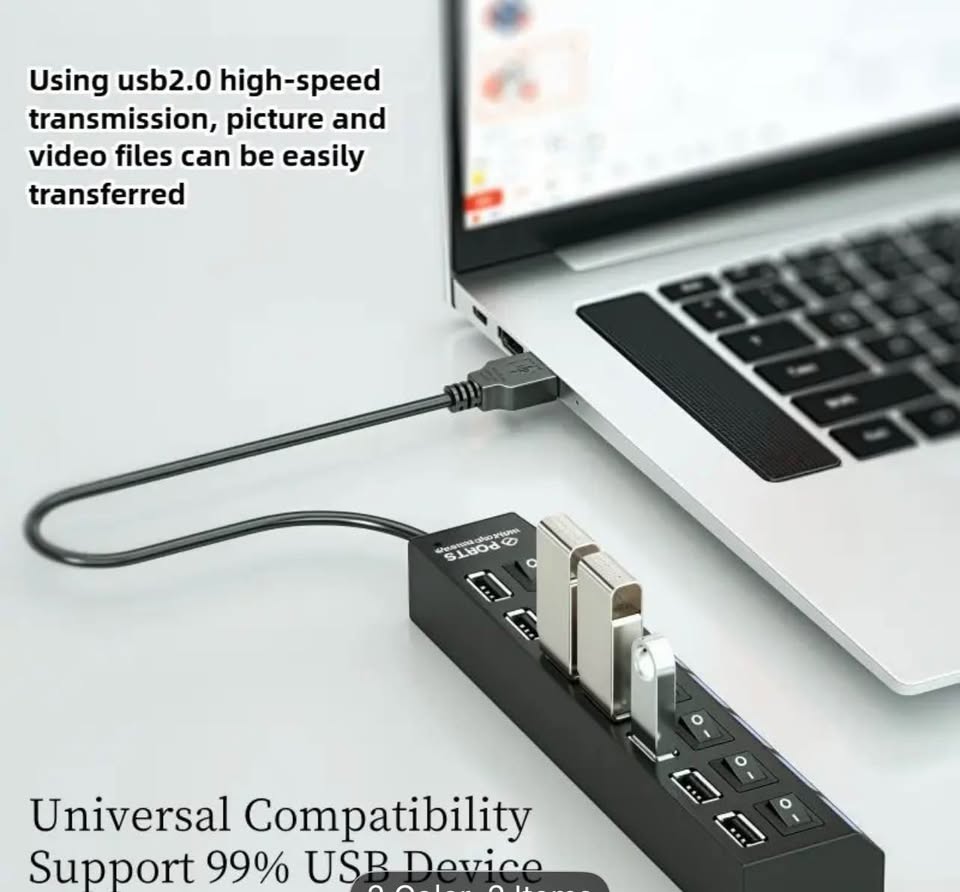 7 ports USB multi device hub with individual switches - photo 5