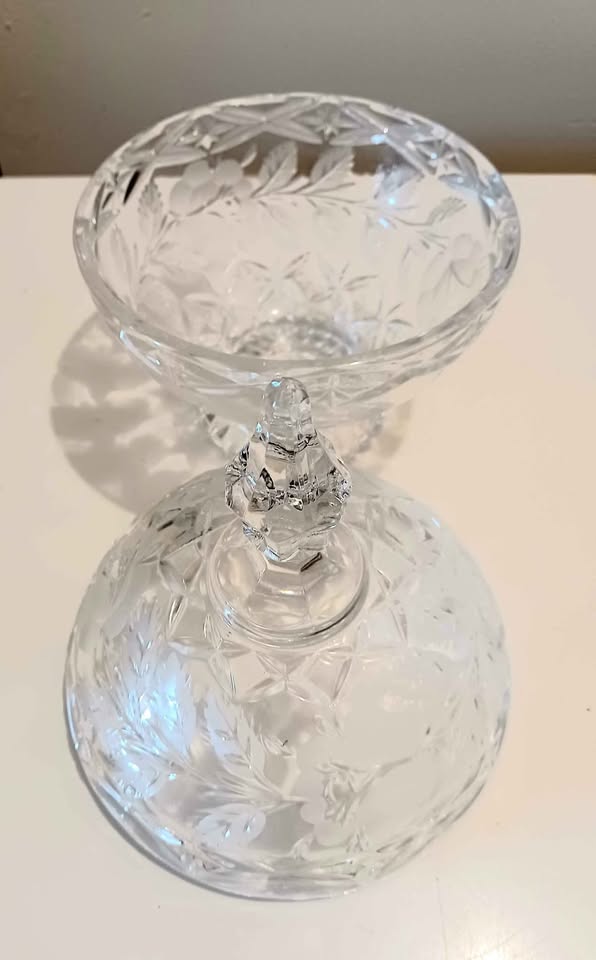 Vtg New Rare East German Imperial Crystal Candy Dish - photo 3