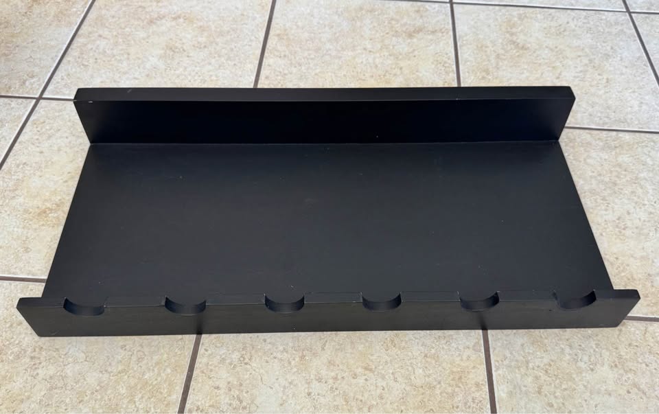 Pottery Barn floating wood wine wall shelf.