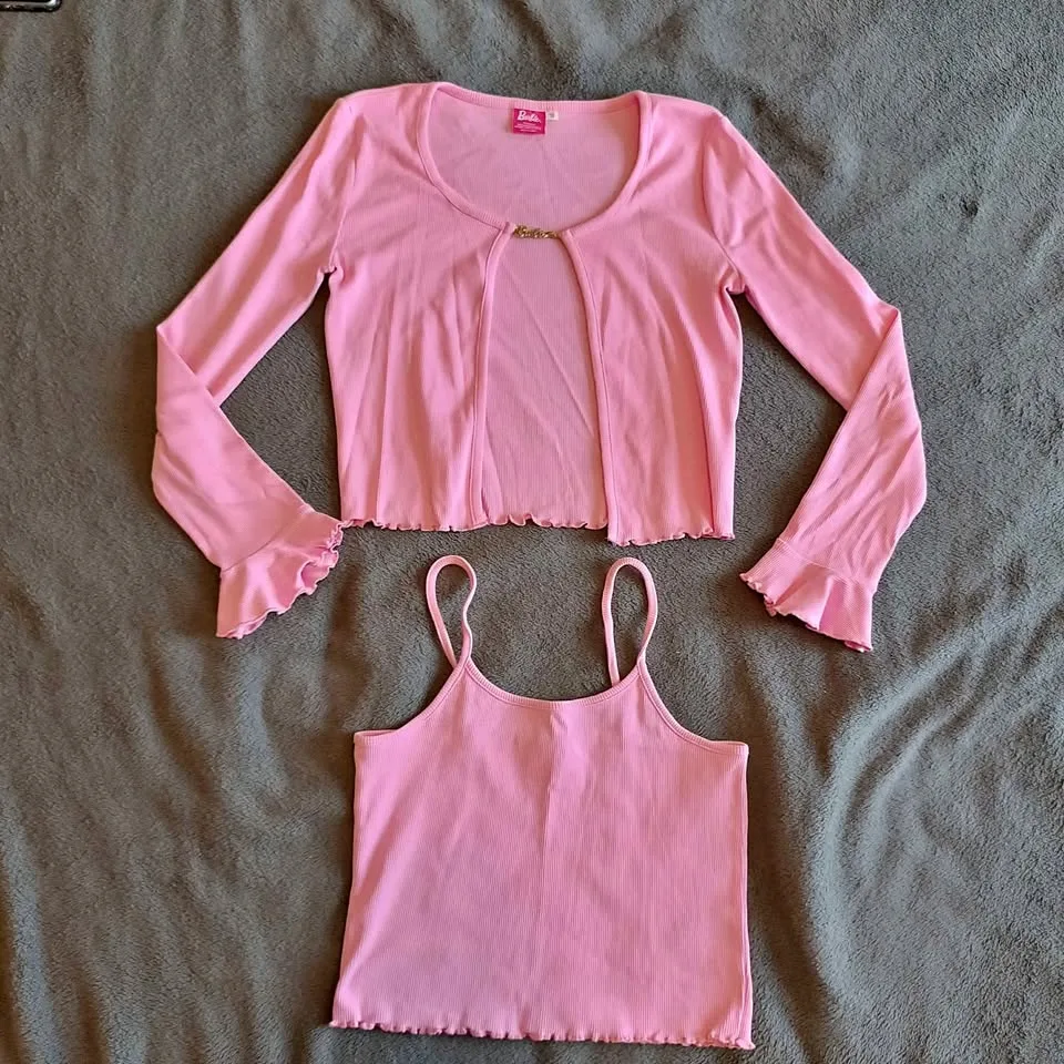 Girls 10-11 Y Pink Barbie Set - 2 Tops, Pants, and ALDO sneakers