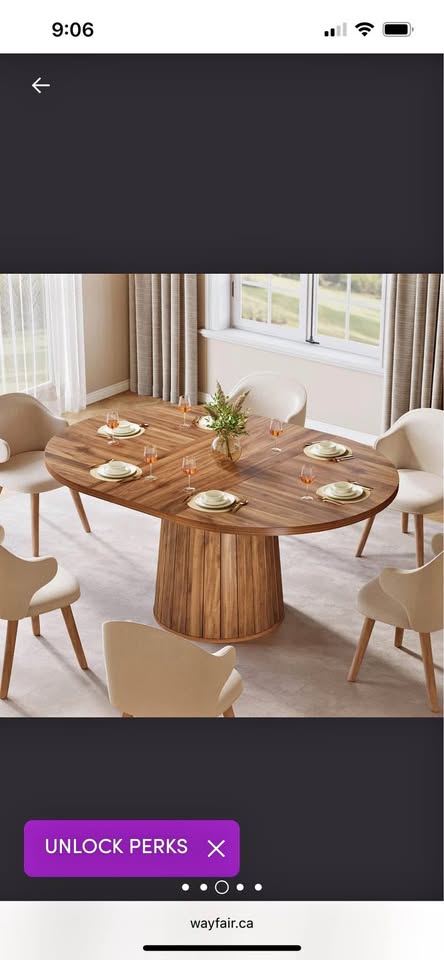Unassembled oval dining table in box