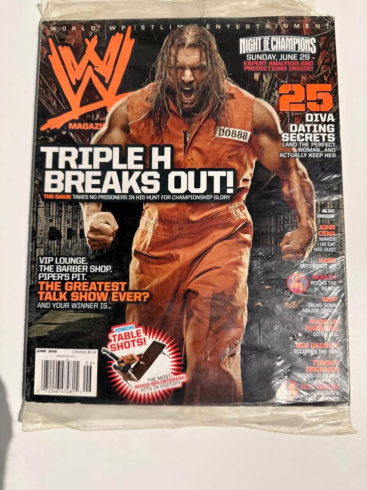 WWE June 2008 Magazine Triple H - BRAND NEW SEALED! With Poster