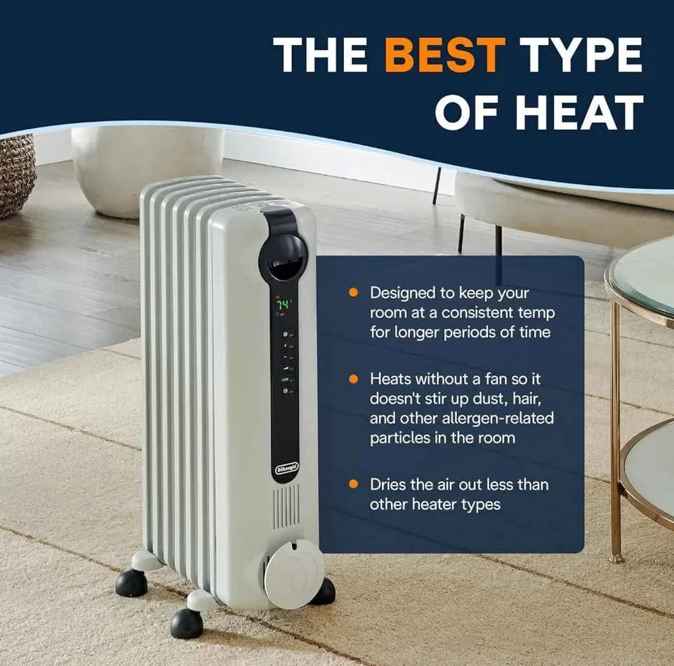 De'Longhi Oil-Filled Radiator Space Heater – 1500W (Light Gray) image indicator(5)