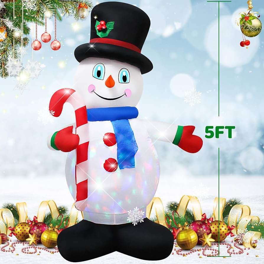 Brand new 5 Foot Christmas Inflatable White Snowman with LED Lig - photo 2