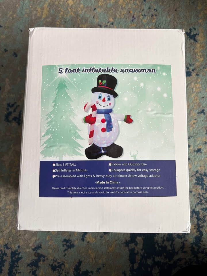 Brand new 5 Foot Christmas Inflatable White Snowman with LED Lig - photo 5