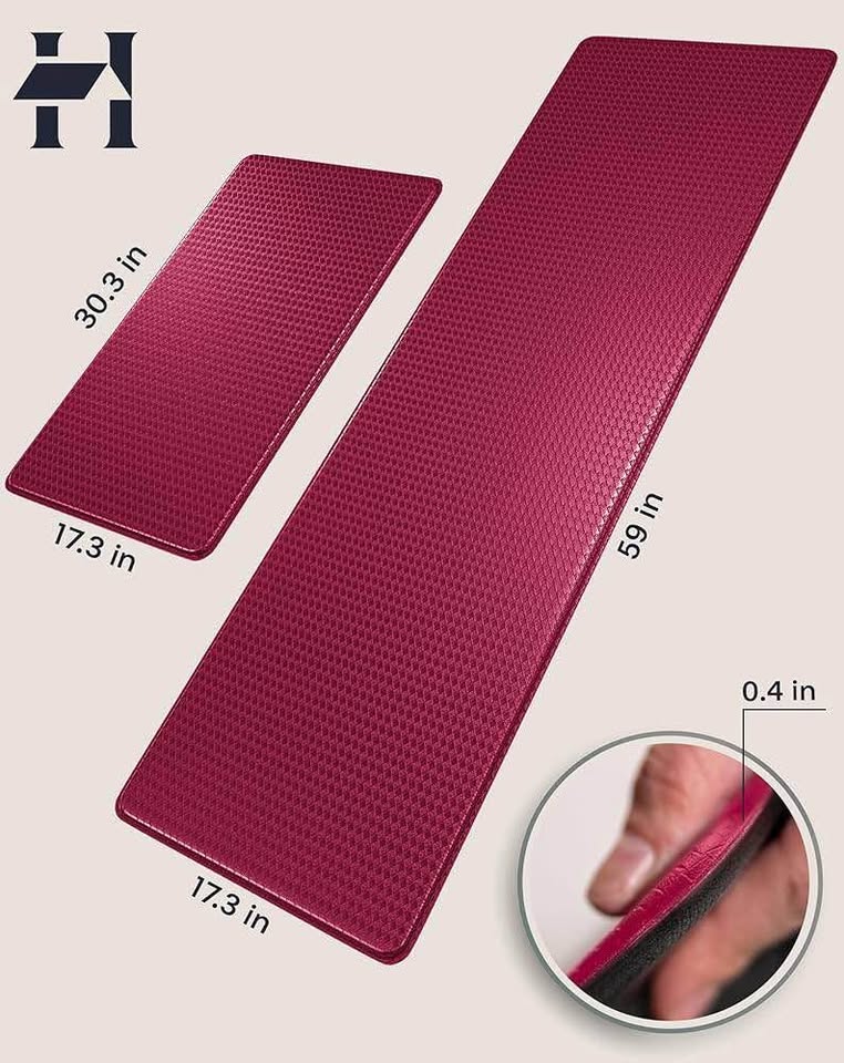 Homergy Anti-Fatigue Kitchen Mat Set – 2-Pieces - photo 2