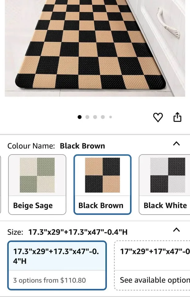 Black Brown Checkered Kitchen Rug 2pcs image indicator(4)