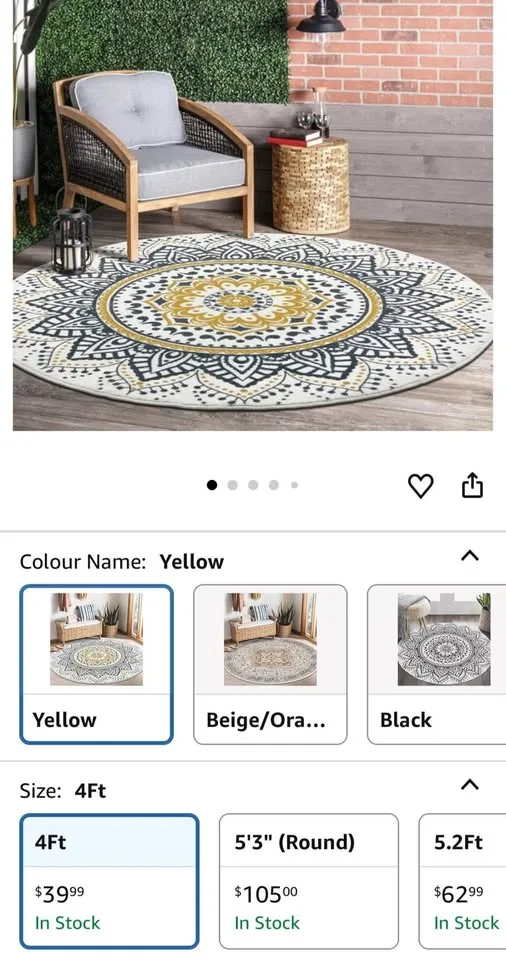 Brand new HEBE 4 Ft Round Area Rug Soft Chic Bohemian Mandala Ru image indicator(5)
