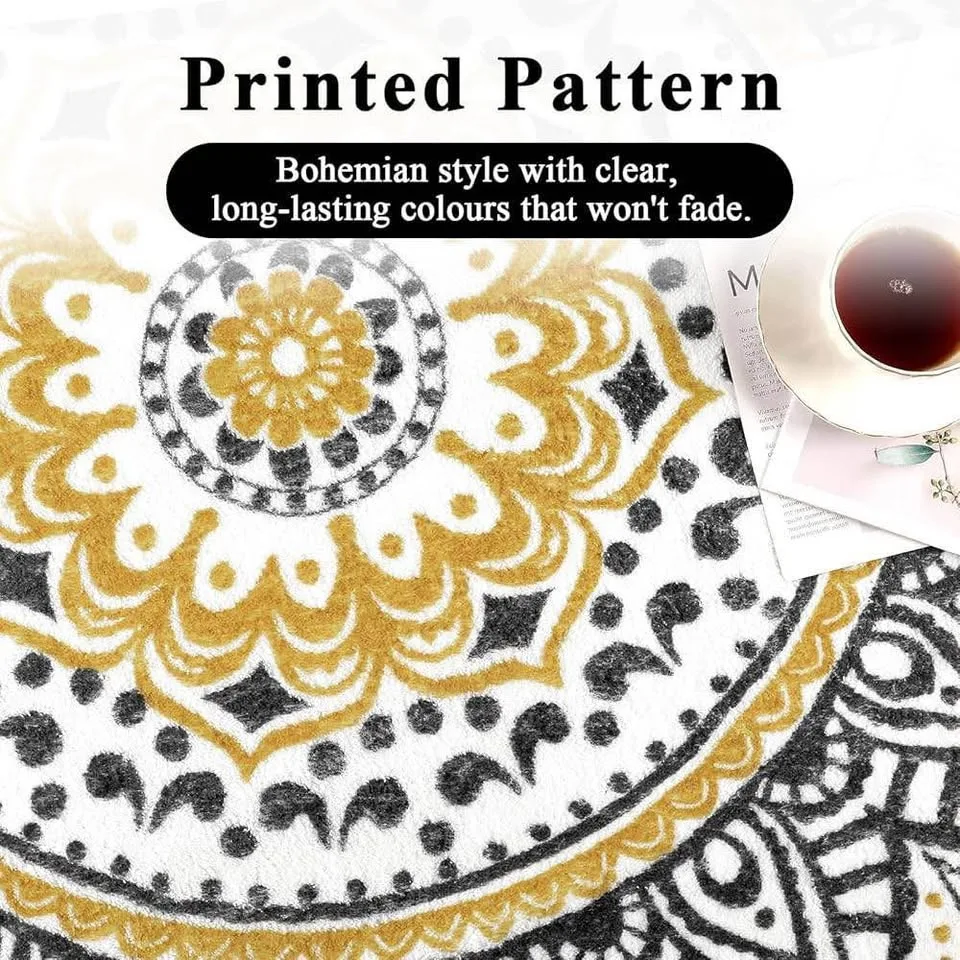 Brand new HEBE 4 Ft Round Area Rug Soft Chic Bohemian Mandala Ru image indicator(7)