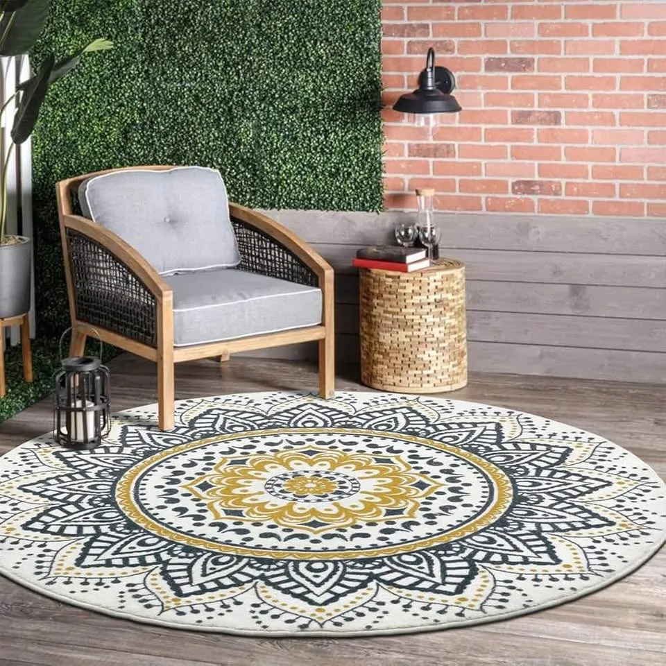 Brand new HEBE 4 Ft Round Area Rug Soft Chic Bohemian Mandala Ru image indicator(8)
