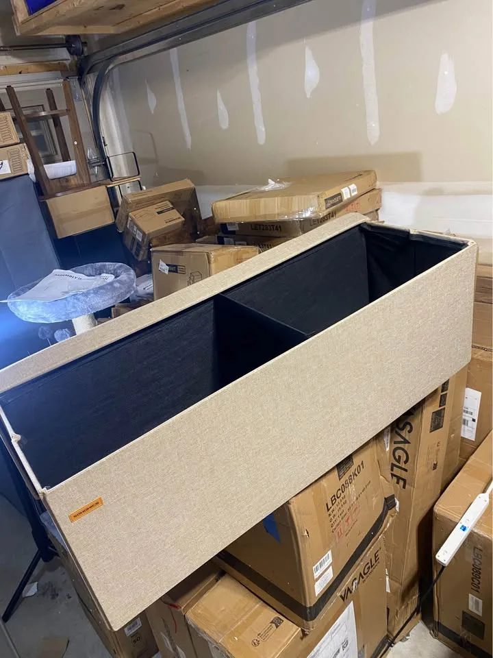 Stylish Folding Storage Ottoman Bench - Camel Brown New image indicator(2)