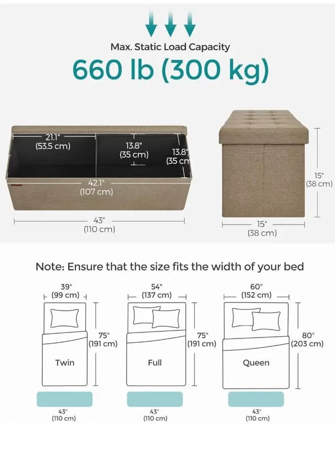 Stylish Folding Storage Ottoman Bench - Camel Brown New image indicator(3)