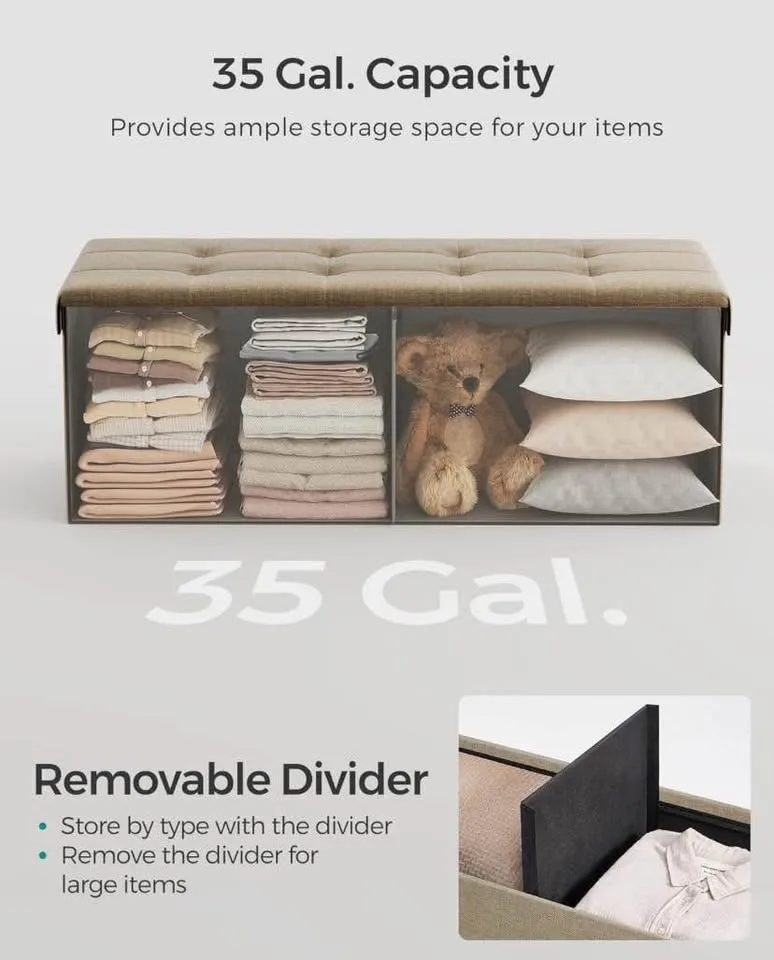 Stylish Folding Storage Ottoman Bench - Camel Brown New image indicator(5)