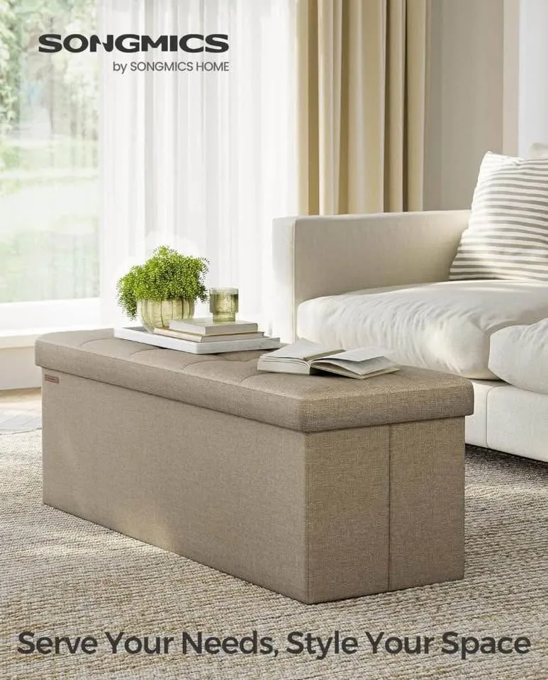 Stylish Folding Storage Ottoman Bench - Camel Brown New image indicator(6)