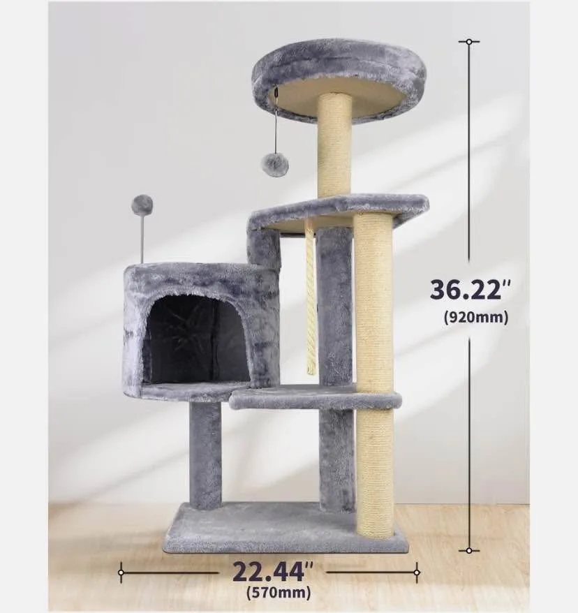 36.22 inches Cat Tree with Scratching Posts image indicator(3)