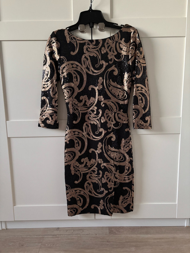 Holiday Black & Gold Sequin Dress
