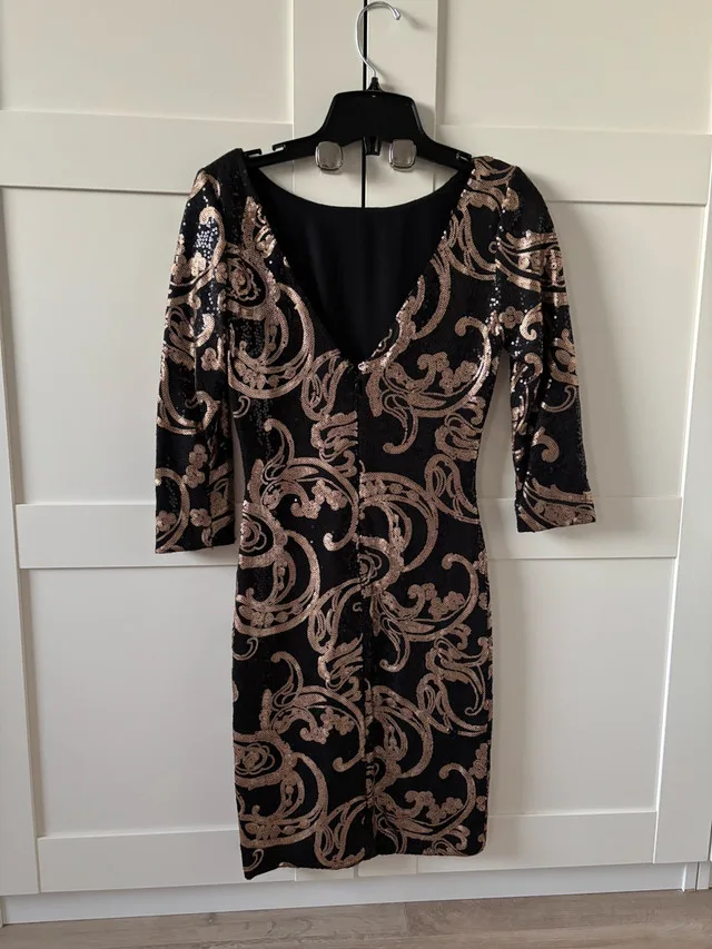 Holiday Black & Gold Sequin Dress image indicator(2)