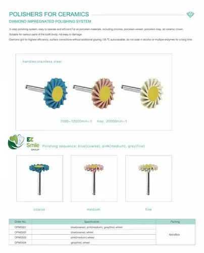 EZ Dental Ceramic Polishing Finishing Rubber Wheels Spiral Kit image indicator(7)