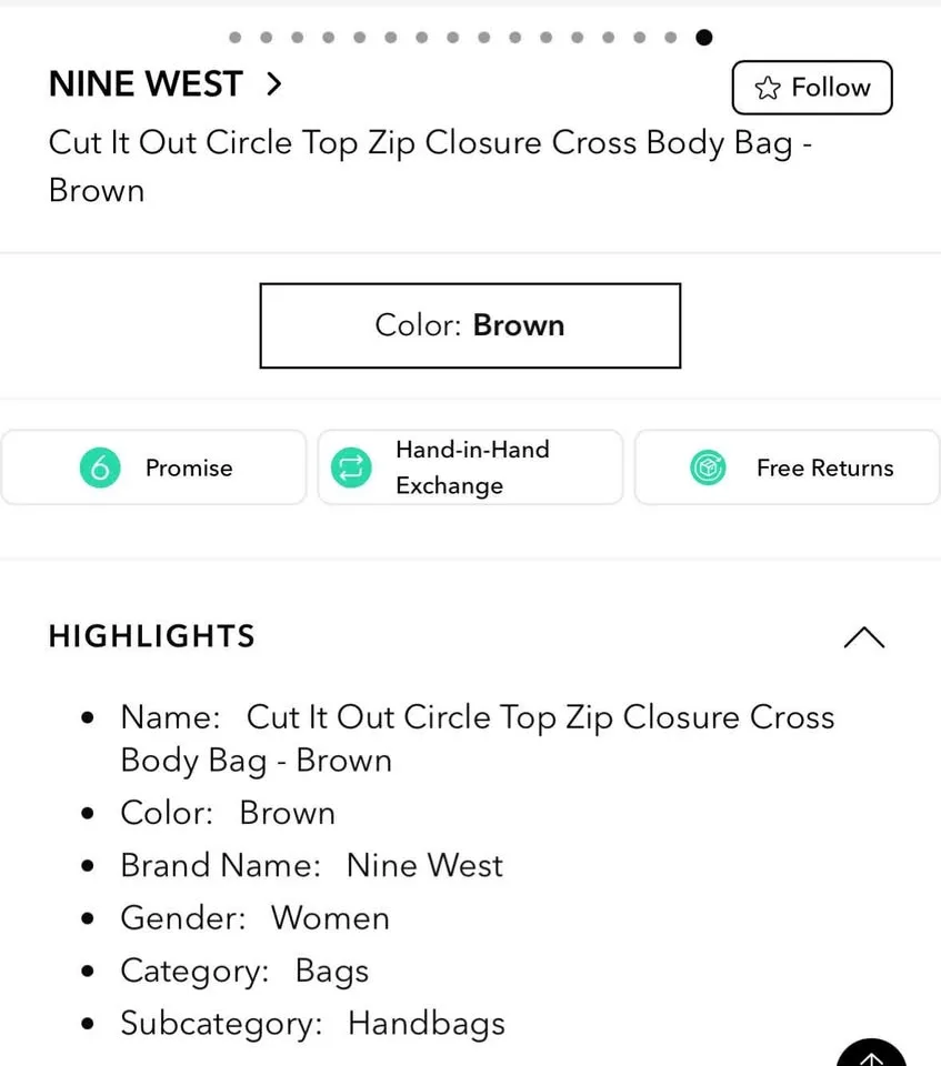 Brand new NIN WEST Cut It Out Circle Cross Body Bag image indicator(7)