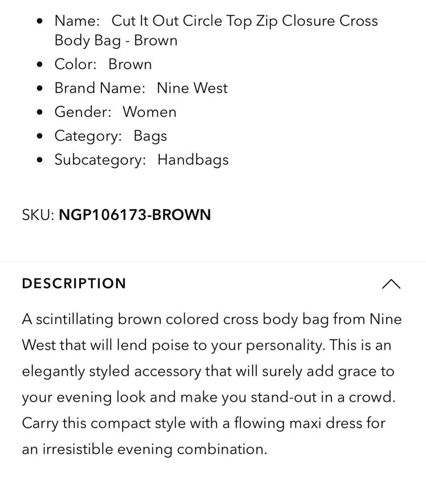 Brand new NIN WEST Cut It Out Circle Cross Body Bag image indicator(8)