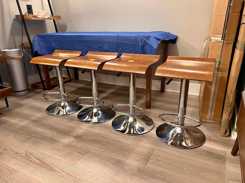 4 island countertop adjustable stools, midcentury modern
