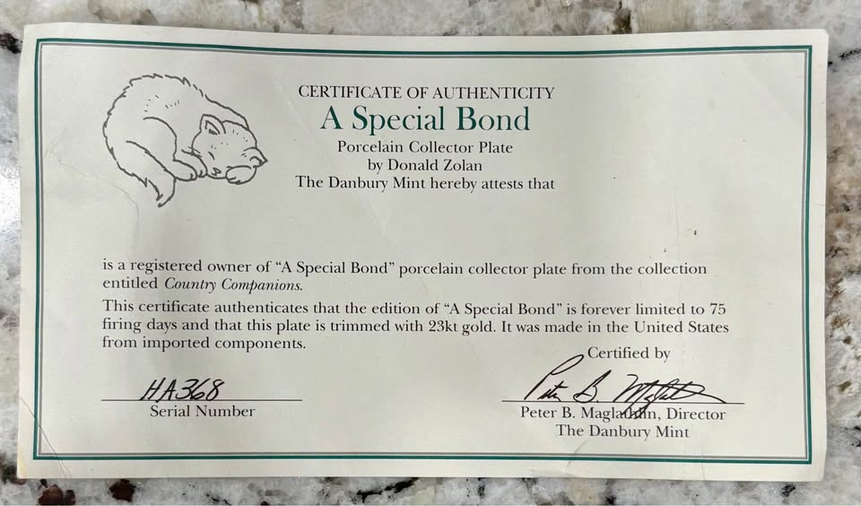 A Special Bond - Donald Zolan - Danbury Mint Collector Plate - photo 3