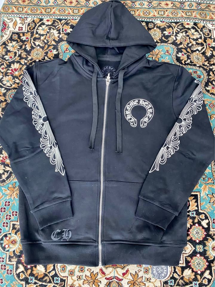 BLACK CHROME HEARTS ZIP UP