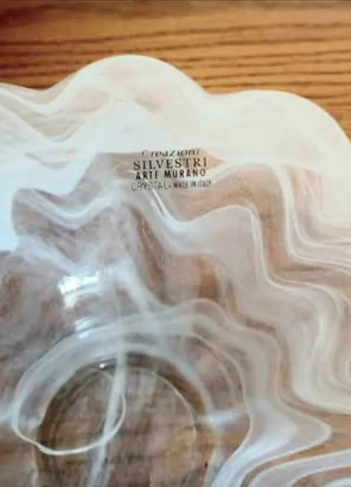 Vtg. Italian Silvestri Handmade Murano Crystal Bowl image indicator(5)