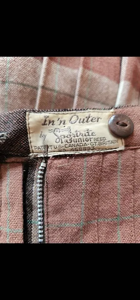 Size 25 Vintage Reversible Wool Plaid 50s 60s Pleated Midi Skirt image indicator(6)