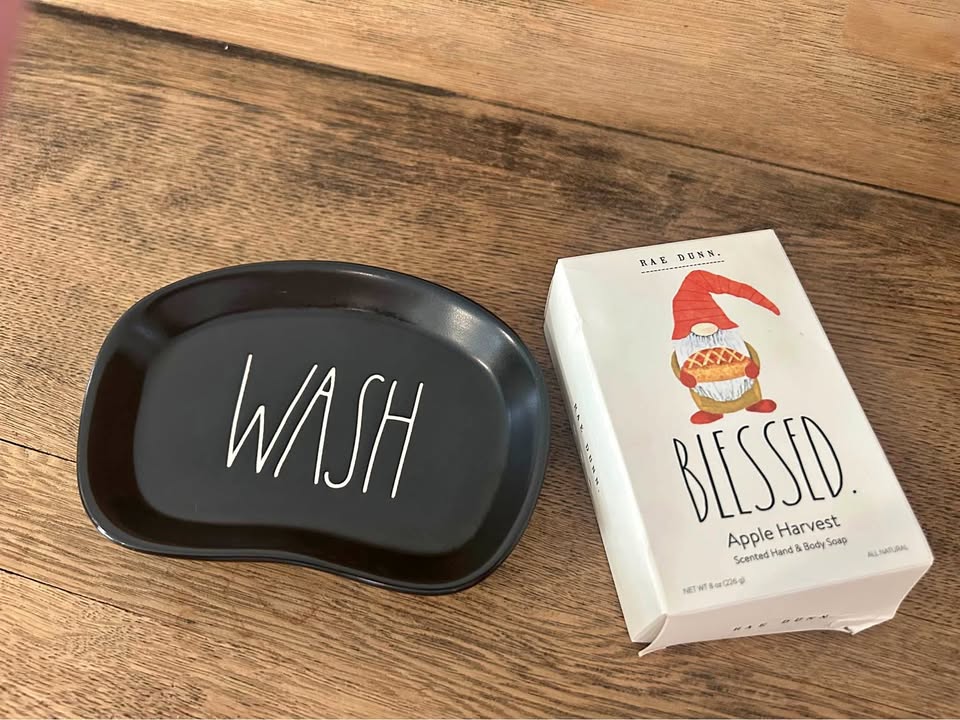 Rae Dunn Black Soap Dish Wash and Soap Bar