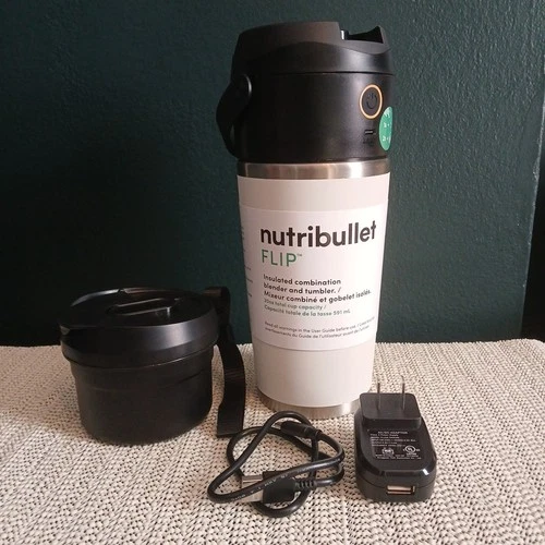 Nutribullet Flip Portable Blender w/ White Insulated Tumbler Cup - photo 2
