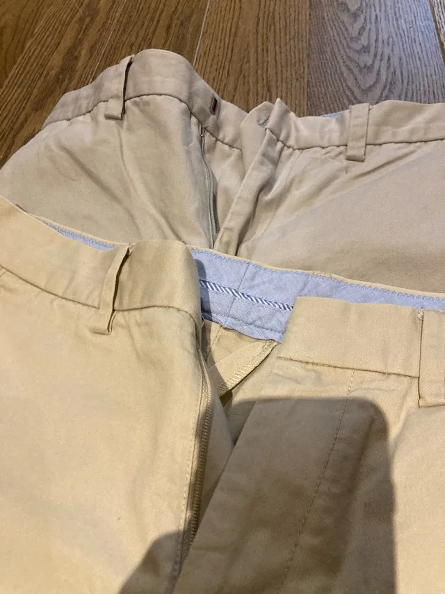 Two pairs of J Crew Men’s Khakis 32x32 tan and gray image indicator(2)