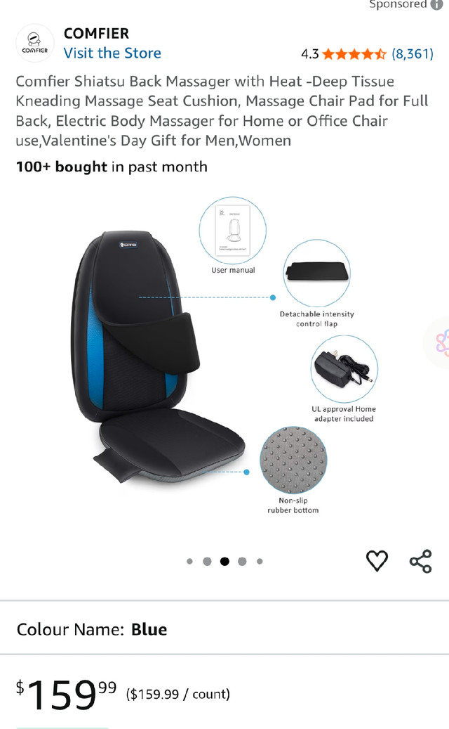 Comfier Shiatsu Back Massager with Heat -Deep Tissue Kneading